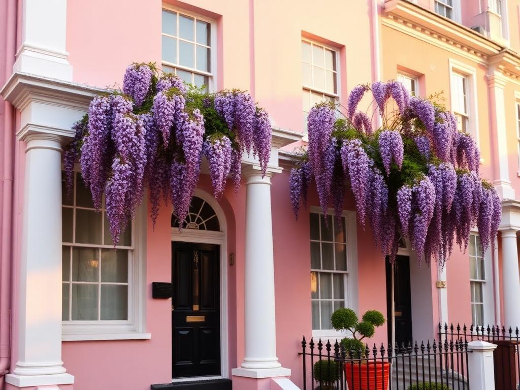 Pastel Townhouse with Wisteria